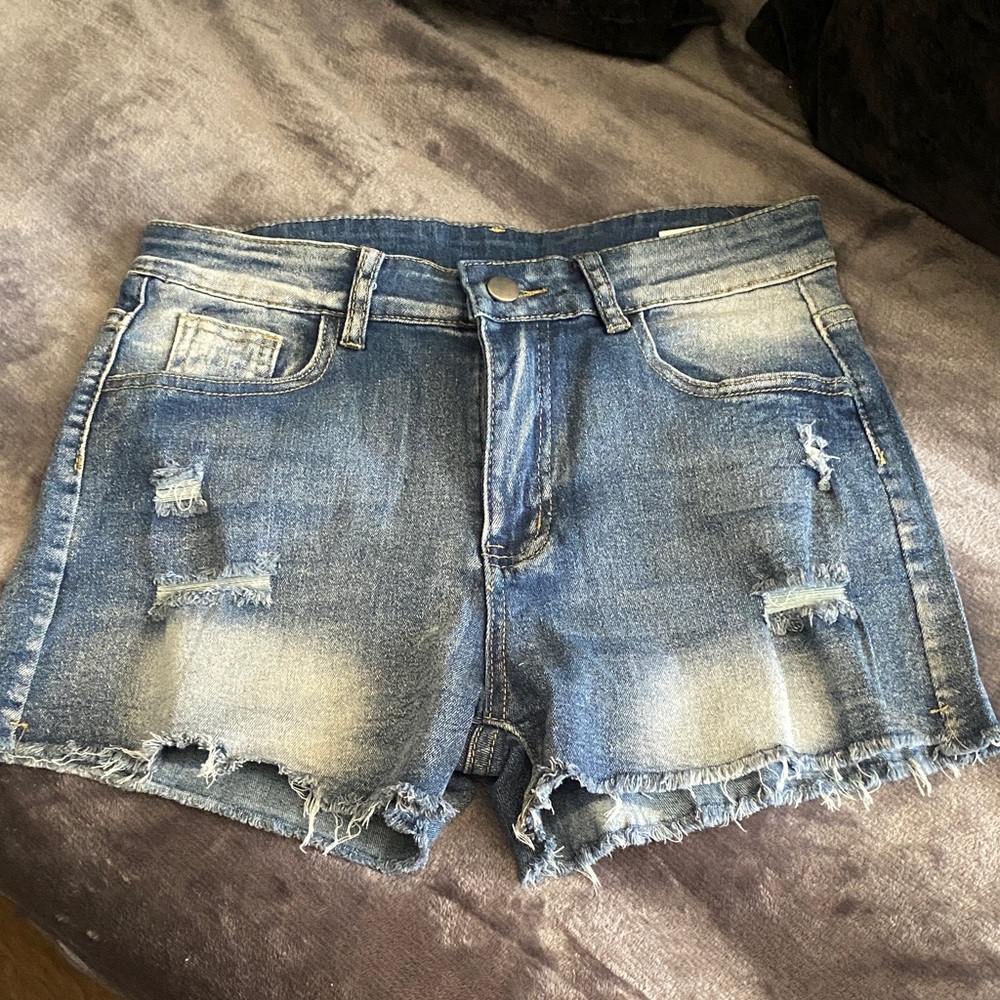 Denim Distressed Women’s Shorts - Blue